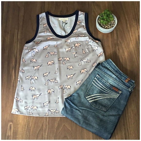 Anthropologie Tops - LAST☝️❗CURRENT AIR Anthro Silver Grey Elephant Top
